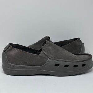 CROCS Stretch Sole Slip on Suede Casual Loafers - BROWN